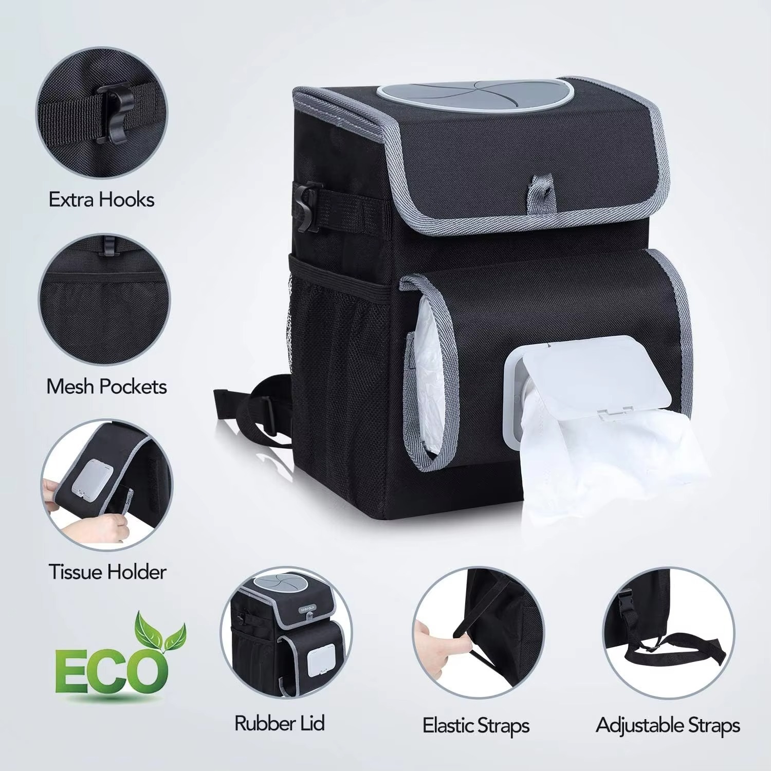 Car Garbage Bag With Tissue Support (4)